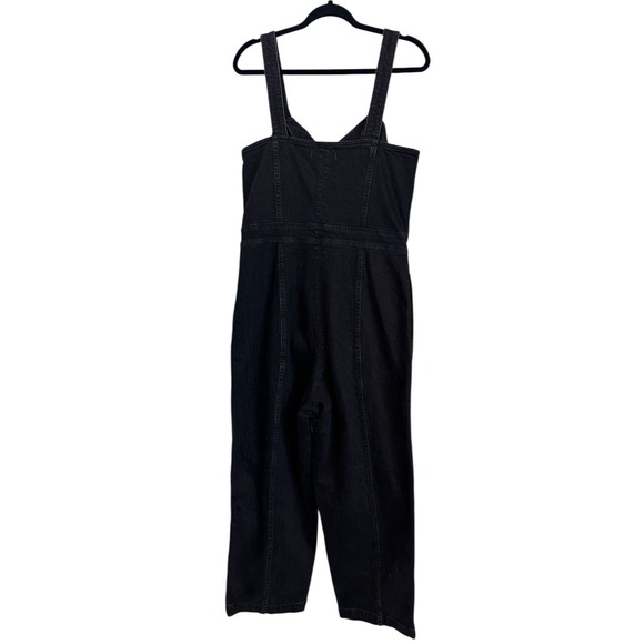 Madewell Black Denim Zip-Front Sleeveless Jumpsuit with Structured Front Size 14 - Picture 6 of 9